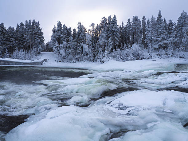 istock winter waterfall Storforsen 636778504