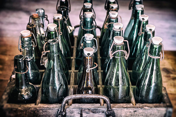 Old beer bottles in the box