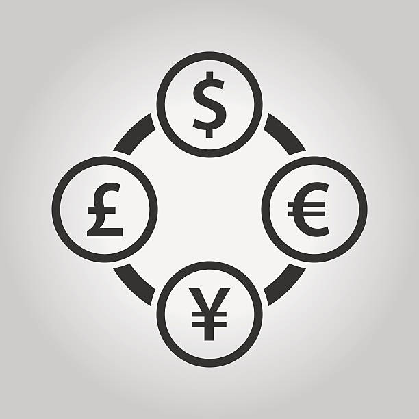 The four most traded currencies in the world vector art illustration