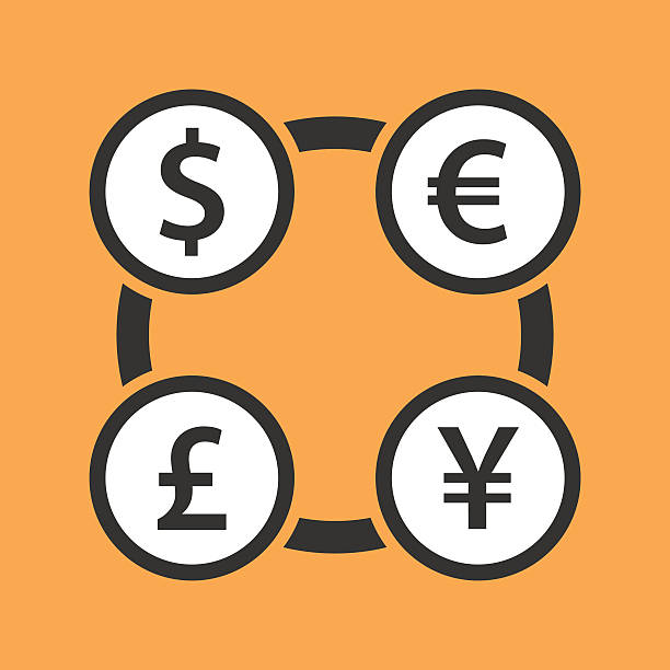 The four most traded currencies in the world vector art illustration