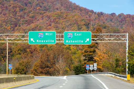 Knoxville Asheville intersection on I-40 in Fall