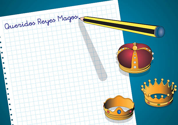 brief an drei könige von orient queridos reyes magos - christentum grafiken stock-grafiken, -clipart, -cartoons und -symbole
