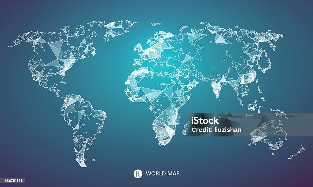 Point, line, surface composition of the world map. Point, line, surface composition of the world map, the implication of network connection. World Map stock vector