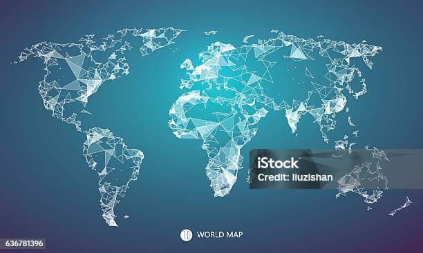 Point Line Surface Composition Of The World Map Stock Illustration - Download Image Now - World Map, Globe - Navigational Equipment, Map