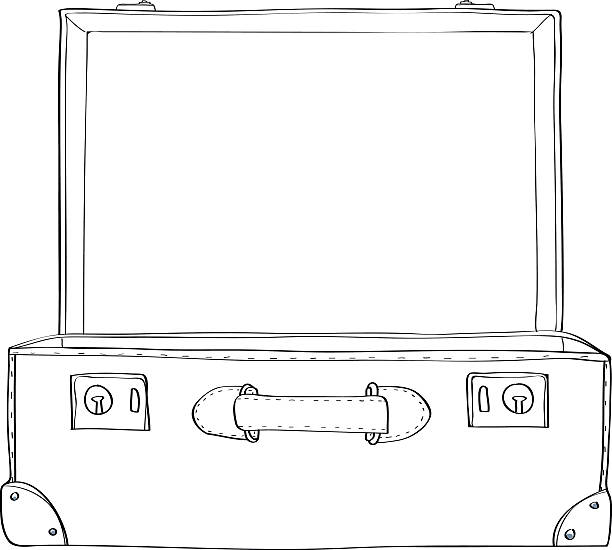 ベクターラインアートイラストの中にヴィンテージスーツケース照明 - luggage packing suitcase old点のイラスト素材／クリップアート素材／マンガ素材／アイコン素材