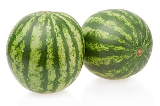 Two watermelons isolated on white, clipping path