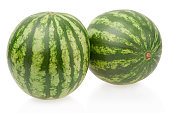 Two watermelons on white, clipping path