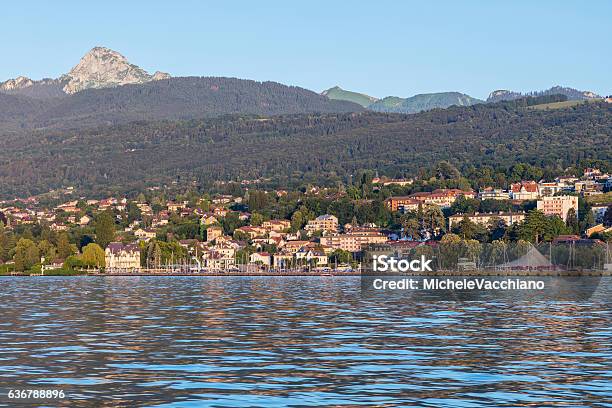 Evianlesbains From The Lake Geneva Stock Photo - Download Image Now - Evian-les-Bains, Lake, Lake Geneva