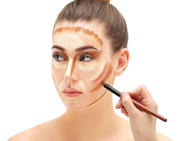 Make up woman face. Contour and highlight makeup. Make up woman face. Contour and highlight makeup. contour drawing stock pictures, royalty-free photos & images