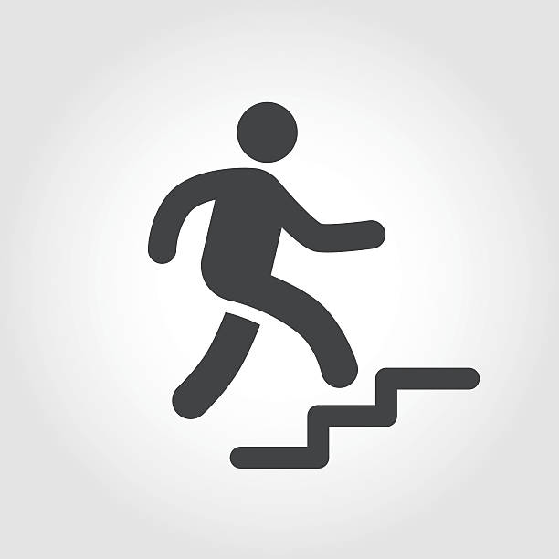 Stick Figure and Stairs Icon - Iconic Series Graphic Elements, Stick Figure and Stairs,  stepping stock illustrations