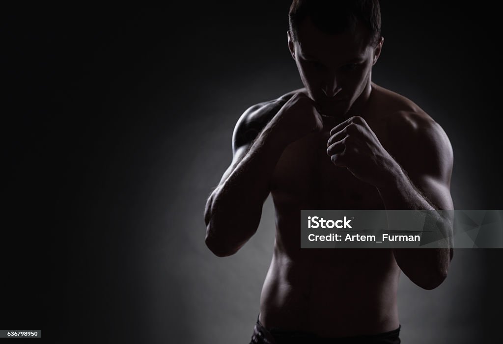 Silhueta de lutador - Foto de stock de Boxe - Esporte royalty-free