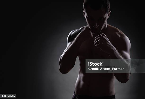 Foto de Silhueta De Lutador e mais fotos de stock de Boxe - Esporte - Boxe - Esporte, Artes Marciais, Esporte de Combate