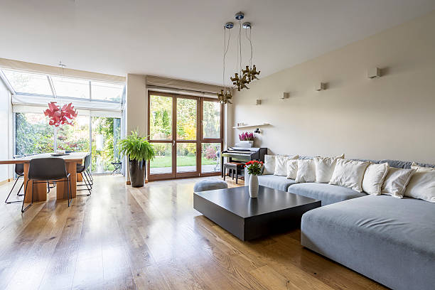 istock Living room with dining area 636800188