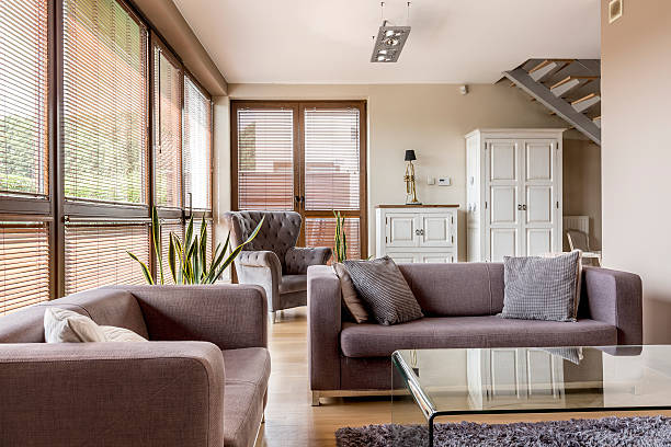 istock Living room with big windows 636802062