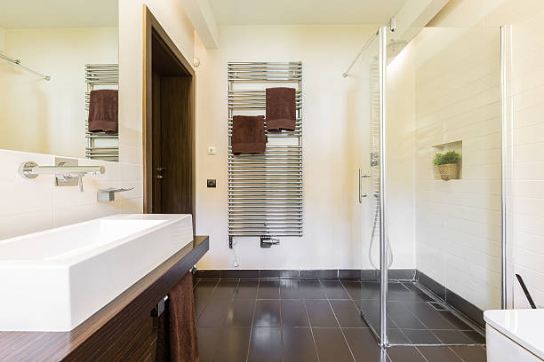 istock Glass shower in elegant bathroom 636802180