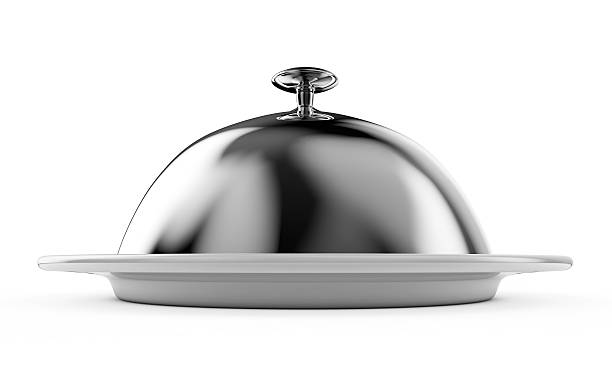 istock Cloche on plate isolated on white 3d render 636803046