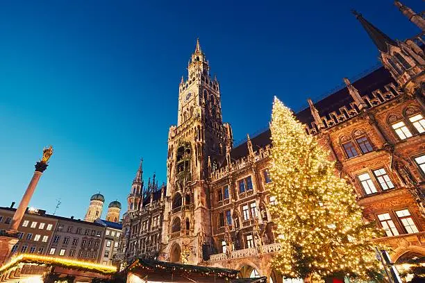 Marienplatz with the Christmas market in Munich, Germany