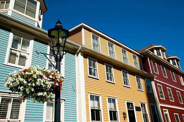 Colorful Buildings on Great George St - Charlottetown - Canada stock photo