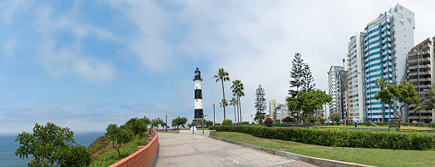 La Marina light house in Miraflores in Lima Peru La Marina light house in Miraflores in Lima Peru lima peru stock pictures, royalty-free photos & images