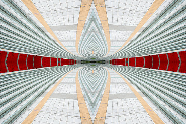 Stairway, sideways into distance. Kaleidoscopic