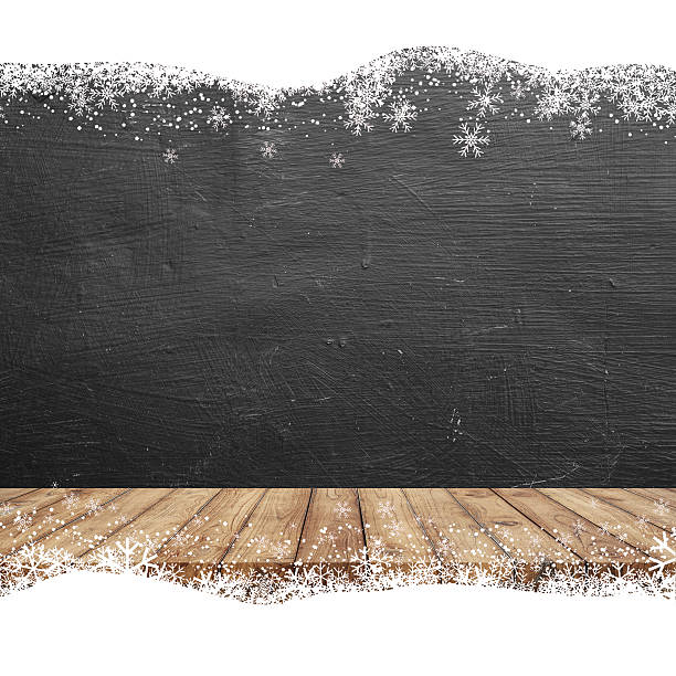 blackboard and wooden floor with snowflake nearly the rims. - tiananmen square imagens e fotografias de stock