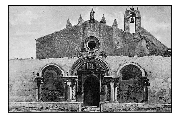 istock Antique dotprinted photographs of Italy: Sicily, Syracuse church 636813236