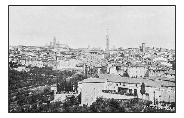 istock Antique dotprinted photographs of Italy: Tuscany, Siena 636814966