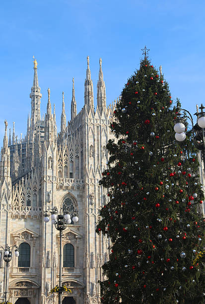 istock cathedral of milan in italy and tree 636815674