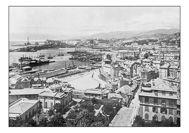 istock Antique dotprinted photographs of Italy: Liguria, Genoa 636816300