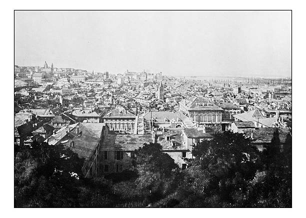 istock Antique dotprinted photographs of Italy: Liguria, Genoa 636816922