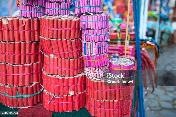 Stall With Collection Of Fireworks Stock Photo - Download Image Now - Firework - Explosive Material, Firework Display, Danger