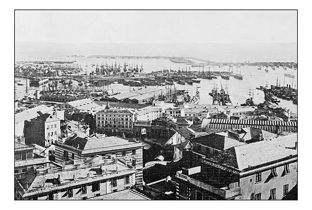 istock Antique dotprinted photographs of Italy: Liguria, Genoa 636817008