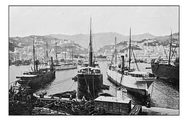 istock Antique dotprinted photographs of Italy: Liguria, Genoa 636817224