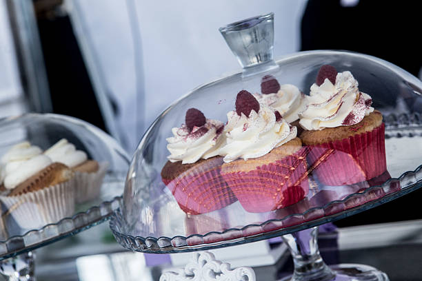 istock Cupcake display in a case on a truck food 636817324