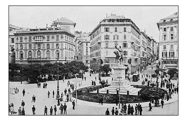 istock Antique dotprinted photographs of Italy: Liguria, Genoa 636817390
