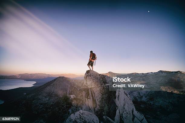 Successful Summit In Lake Tahoe Stock Photo - Download Image Now - Leadership, Mountain, Lake Tahoe