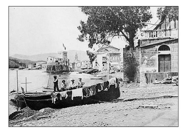 istock Antique dotprinted photographs of Italy: Liguria, Rapallo 636819666