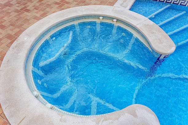 istock hot tub for massage, built-in pool. 636821124