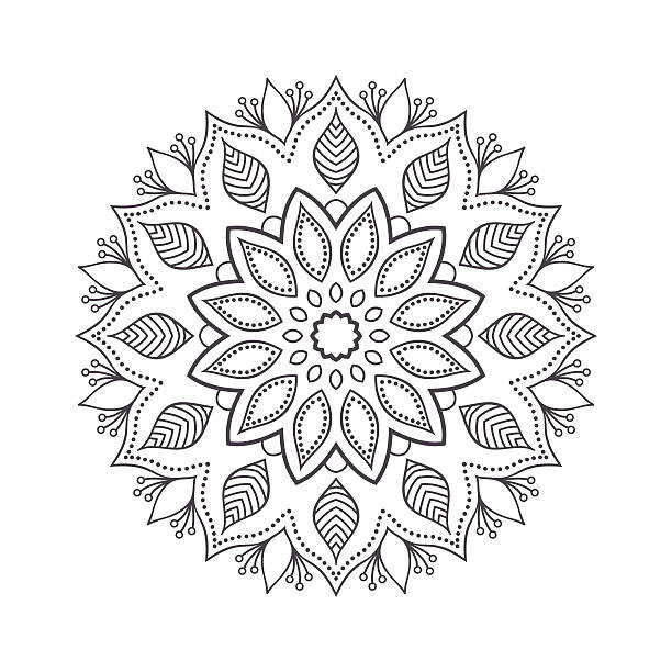 ilustraciones, imágenes clip art, dibujos animados e iconos de stock de mandala de flores dibujado a mano para el libro para colorear. - flower illustration and painting single flower textile