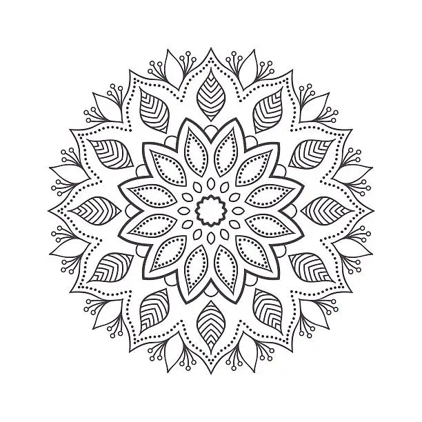 Vector illustration of Hand drawn flower mandala for coloring book.