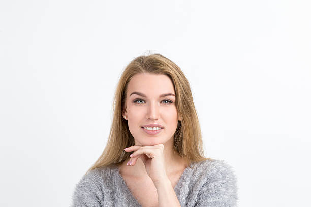 istock Calm woman looking at cute thing 636822580