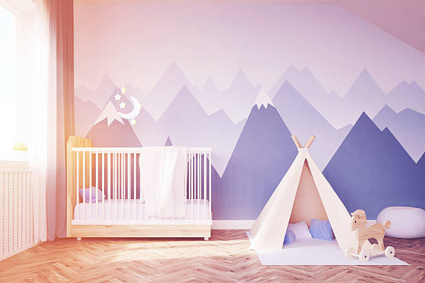 istock Baby's room with a bed and tent, toned 636823774