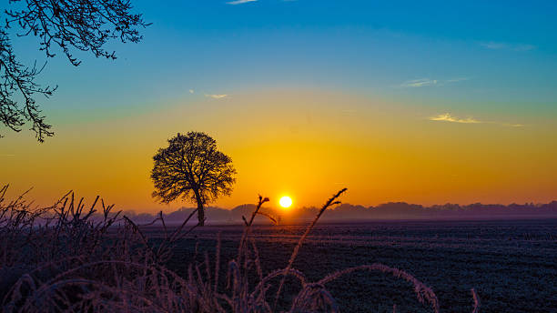 atardecer en invierno - solsticio-de-invierno fotografías e imágenes de stock