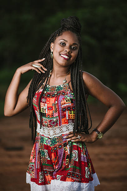 istock Afro woman long hair 636825542