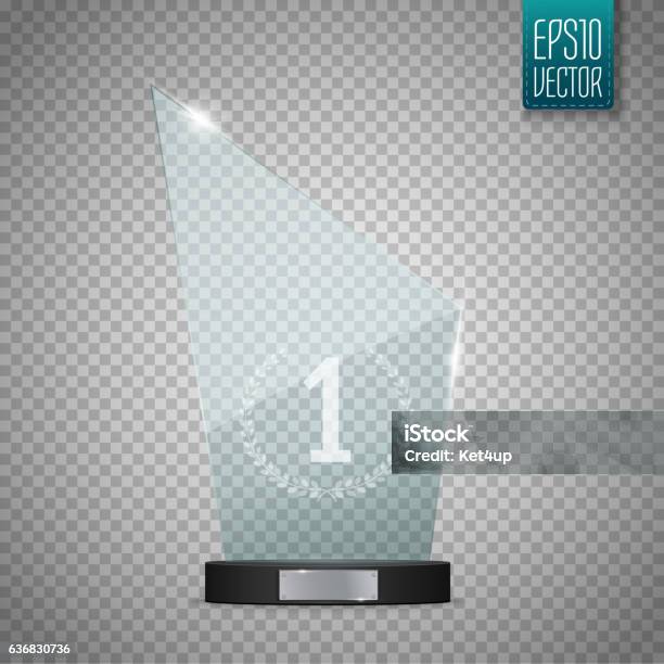 Glass Trophy Award Vector Illustration Isolated On Transparent Background Stock Illustration - Download Image Now