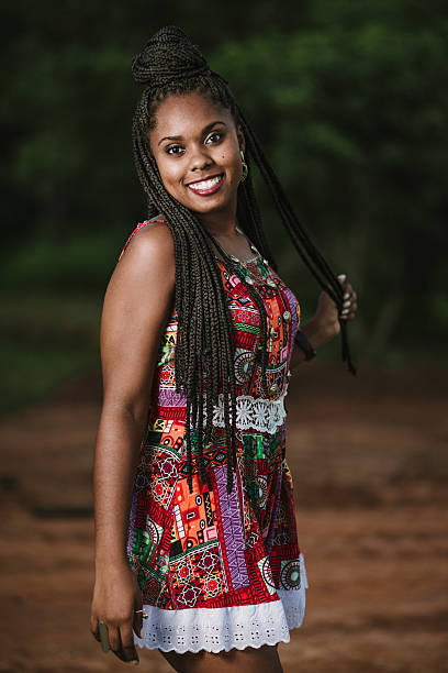 istock Attractive afro woman long hair 636832170