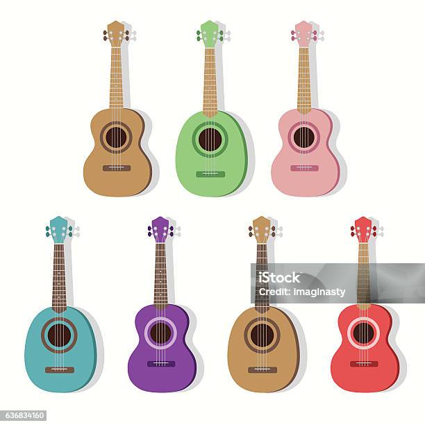 Cute Vector Guitars Illustrations Set Ukulele Stock Illustration - Download Image Now - Ukulele, Vector, Guitar