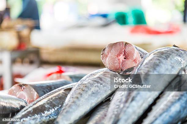 Heap Of Kingfish Waiting To Be Sold Stock Photo - Download Image Now - Abundance, Animal Body Part, Animal Head