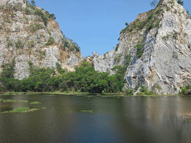 istock Beautiful landscape with mountain, sky, trees, lake 636846738