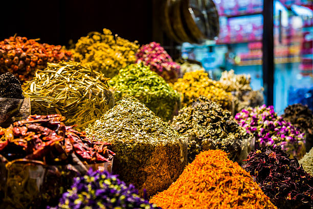 istock Collection of Spices displayed at Dubai Spice Market 636851400